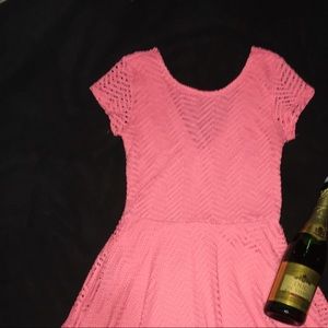 low back neckline Aeropostale pink flare dress